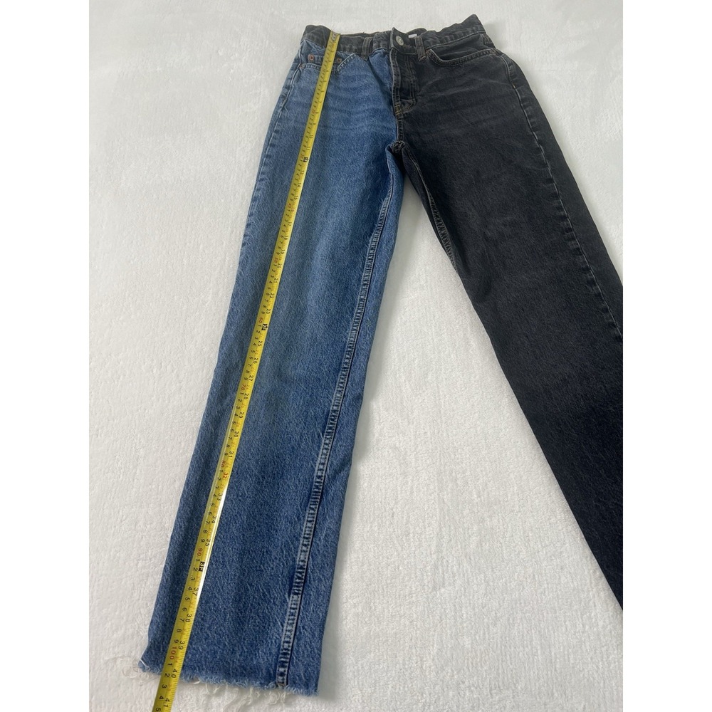 BDG Urban Outfitters Two Tone Color-block Straight Leg Denim Jeans Black Blue 26 - Picture 5 of 10